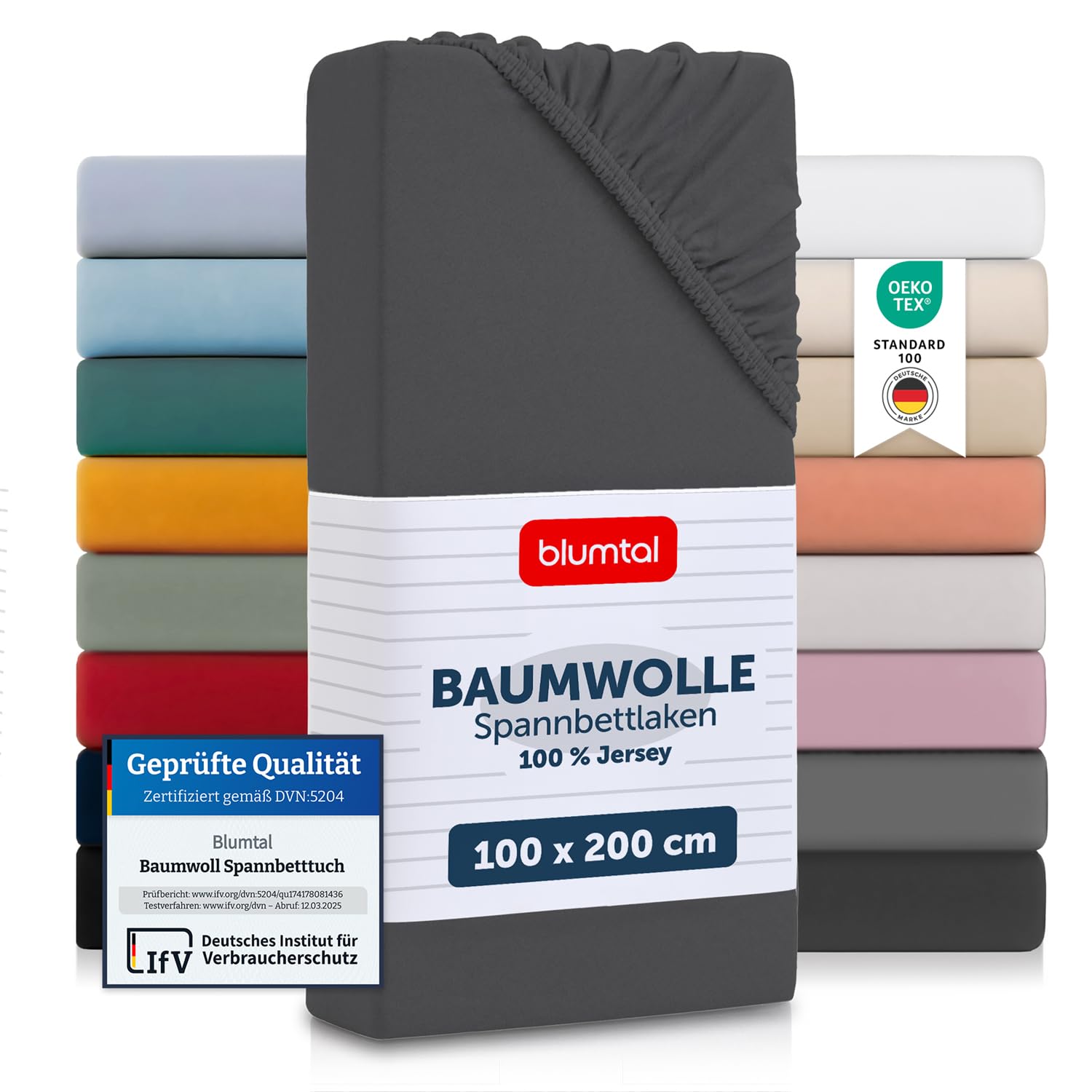 Blumtal® Basics Spannbettlaken Jersey - Bettlaken aus 100% Baumwolle - Oeko-TEX zertifiziertes Spannbettlaken