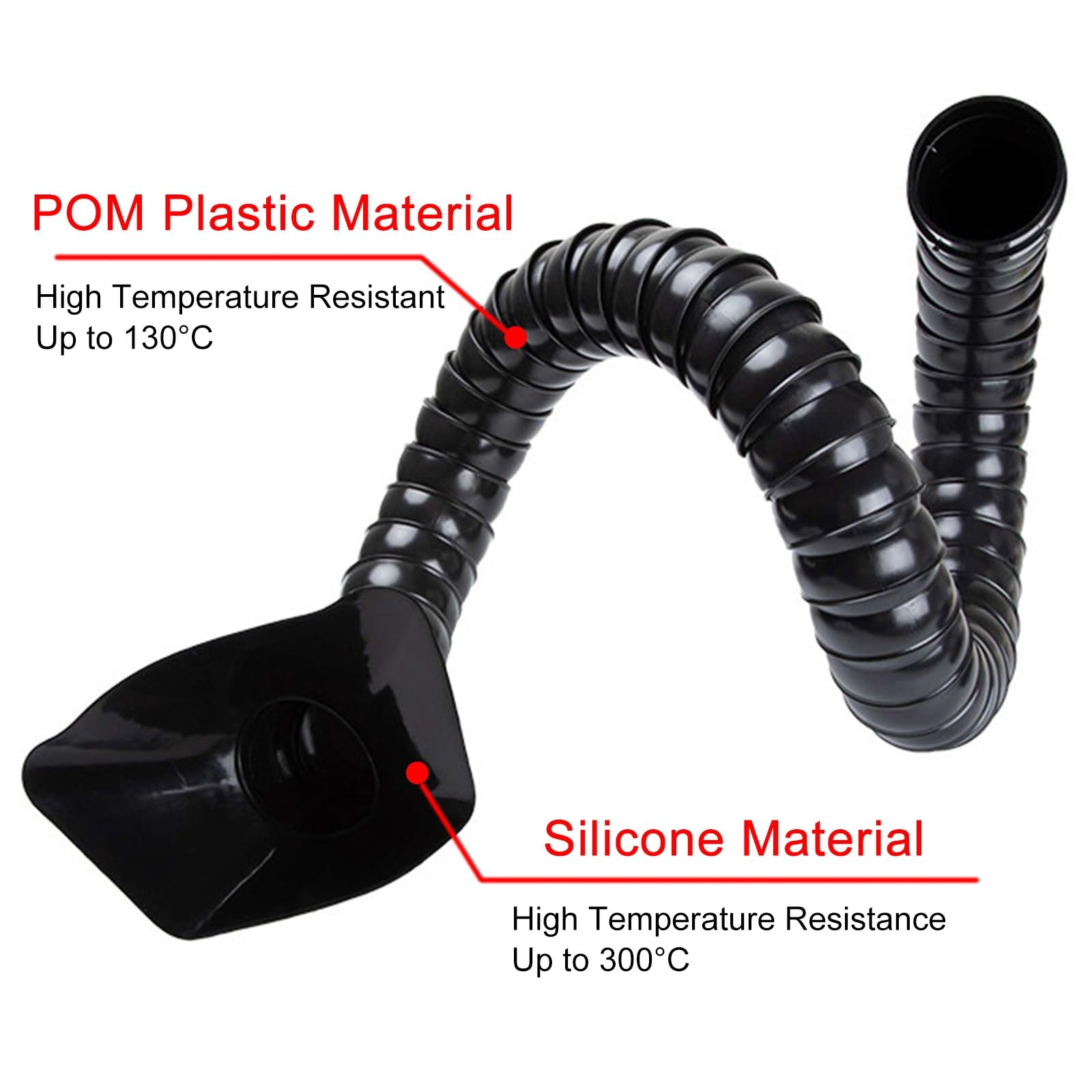 Tubo flessibile in plastica da 5,1 cm, lungo braccio per aspirazione fumi e polvere, con cappuccio, per estrazione fumi e polvere, 50 mm x 1 m