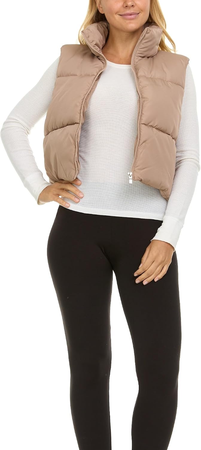 Steve Madden Cropped Puffer Vest for Women - Sleeveless Women’s Outerwear Vests