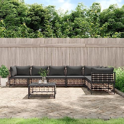 Homgoday Juego de muebles de jardín con cojines (8 piezas)