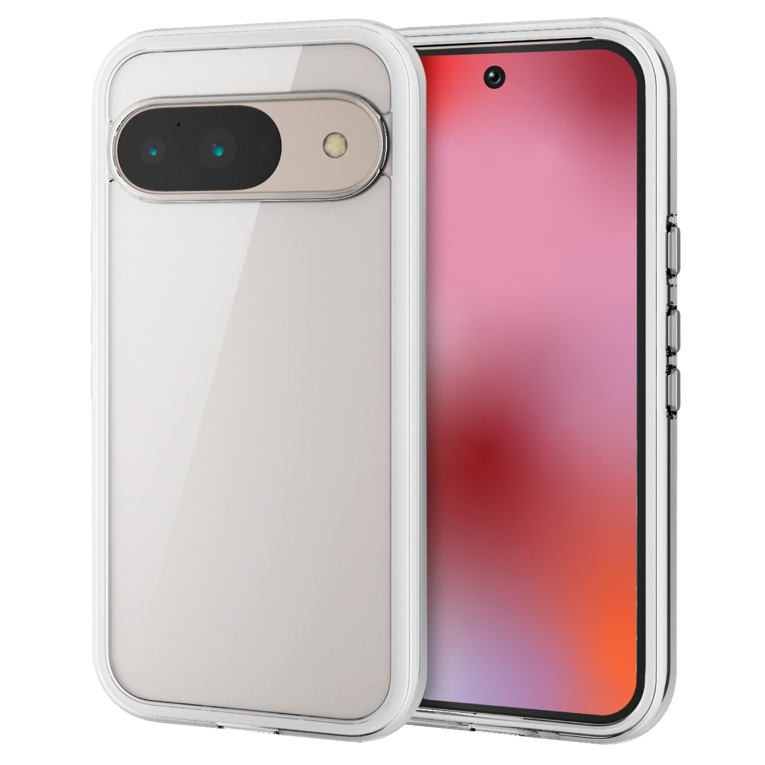 Elecom PM-P242HVAIR2WH Google Pixel 9/9 Pro Case, Hybrid Cover, Shock Absorption, Lightweight, Camera Lens Protection Design, Wireless Charging, Strap Hole Seat Included, Extra Design, White