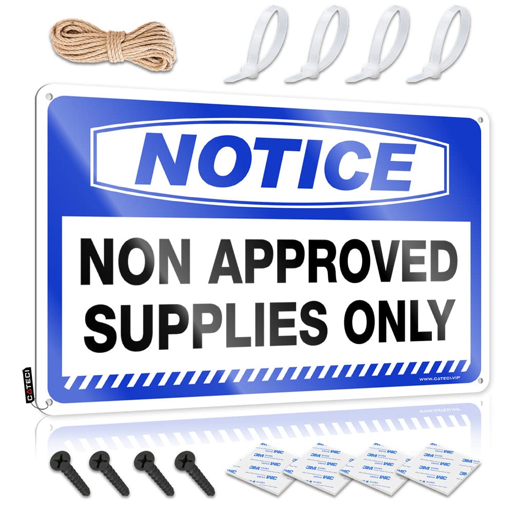 STWNVOITV Funny Home Sign Notice Non Approved Supplies Only Tin Sign Dorm Room Door Sign Signs For Man Cave(30X40CM)