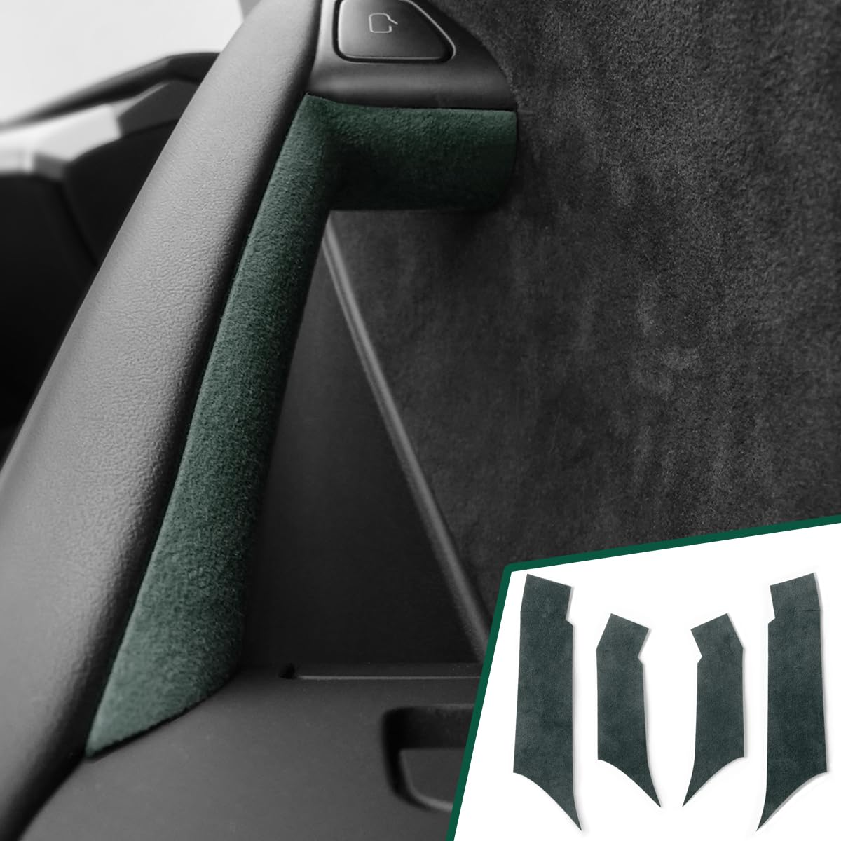 GZXinWei Interior Trim Inner Door Handle Cover Sticker Panel Styling Moulding Decor Accessories for Alcantara Tesla Model Y 2020-2024 Model 3 2017-