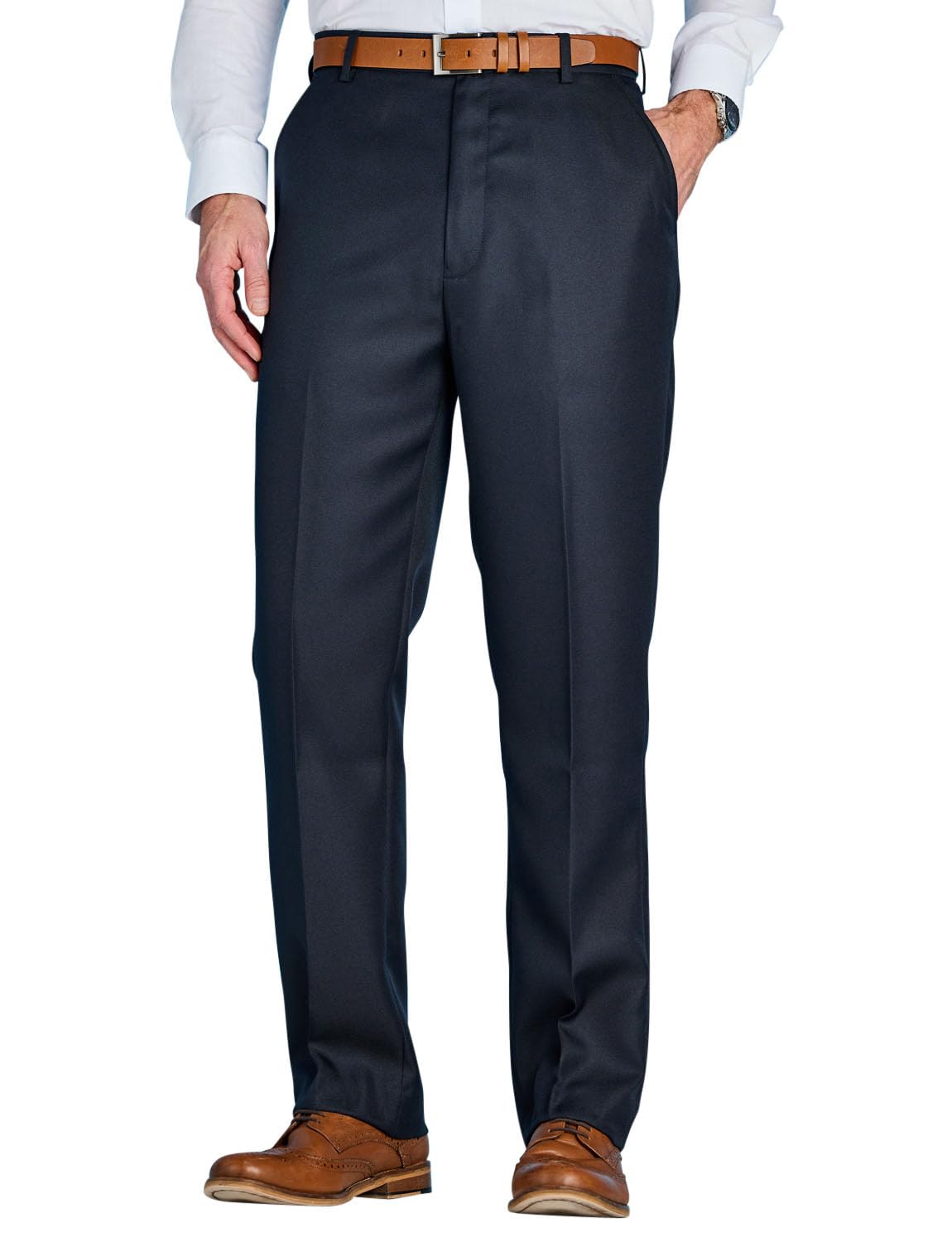 Chums Men's Navy Quality Formal Smart Casual Work Trousers Home/Office, Size 38W X 27L