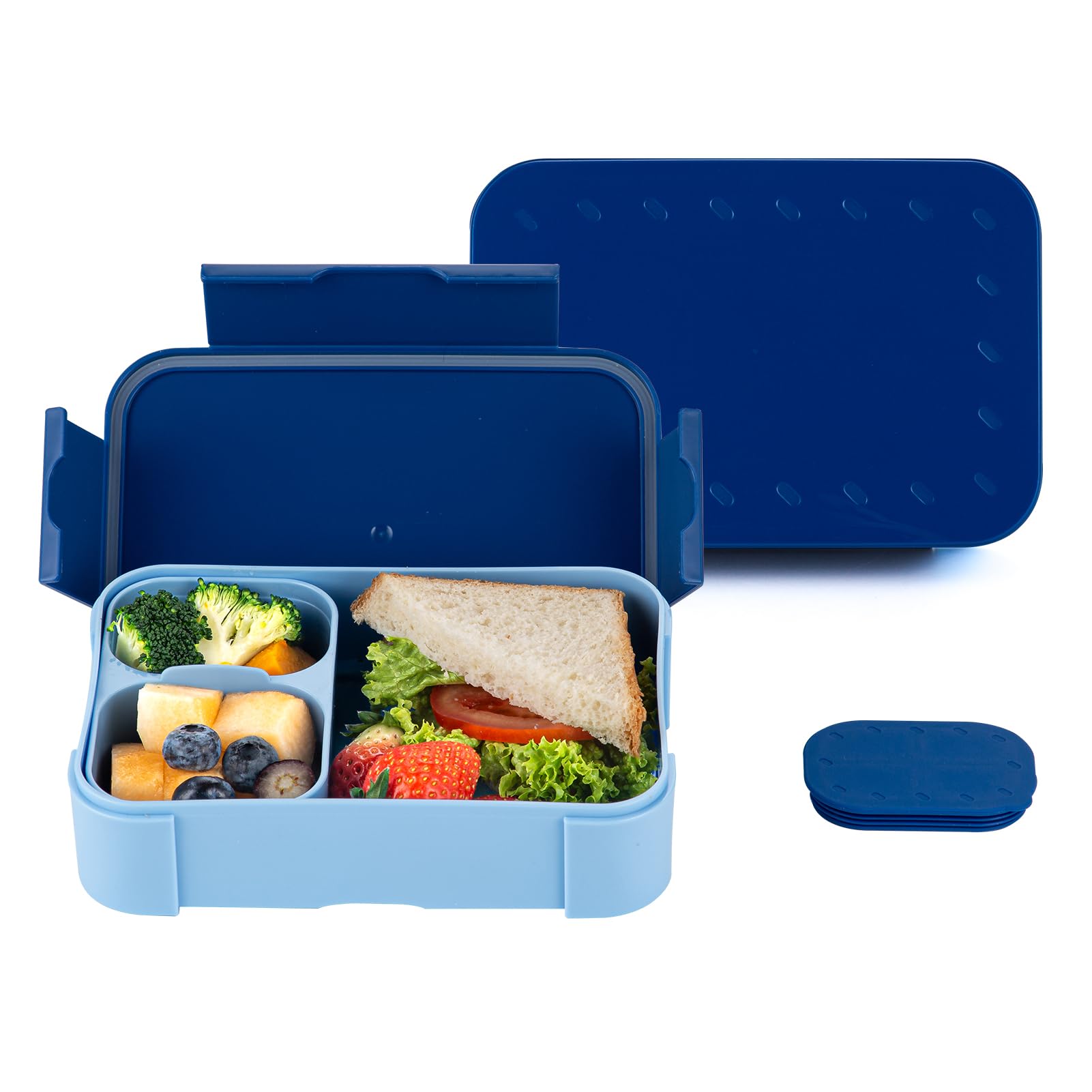Bento Box for Kids - 30 oz Small Leak-Proof Lunch Box for Backpacks, Microwave & Dishwasher Safe, Easy to Clean, BPA-Free Snack Container (Blue)