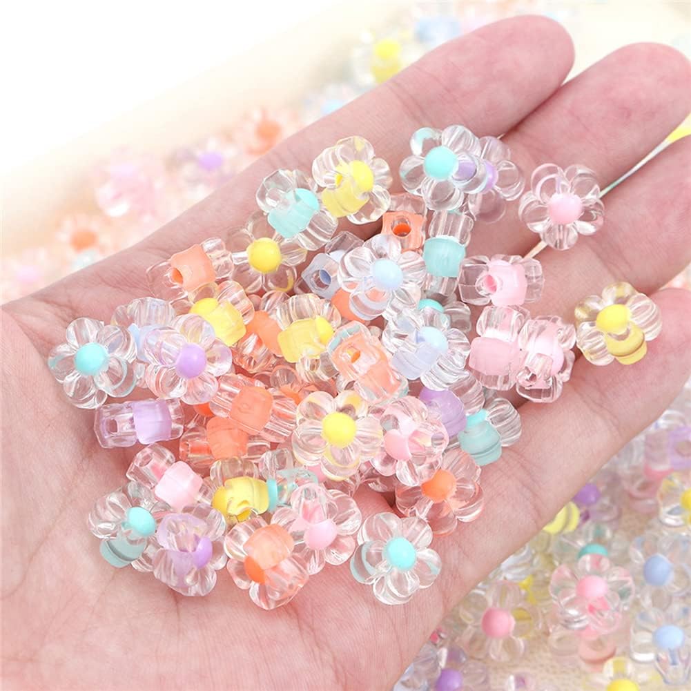 100 Pieces 12mm Acrylic Flower Shape Bead Mixed Colors Charm Beads Spacer Beads for Jewelry Chain Bracelet Necklace Jewelry DIY Craft - Image 3