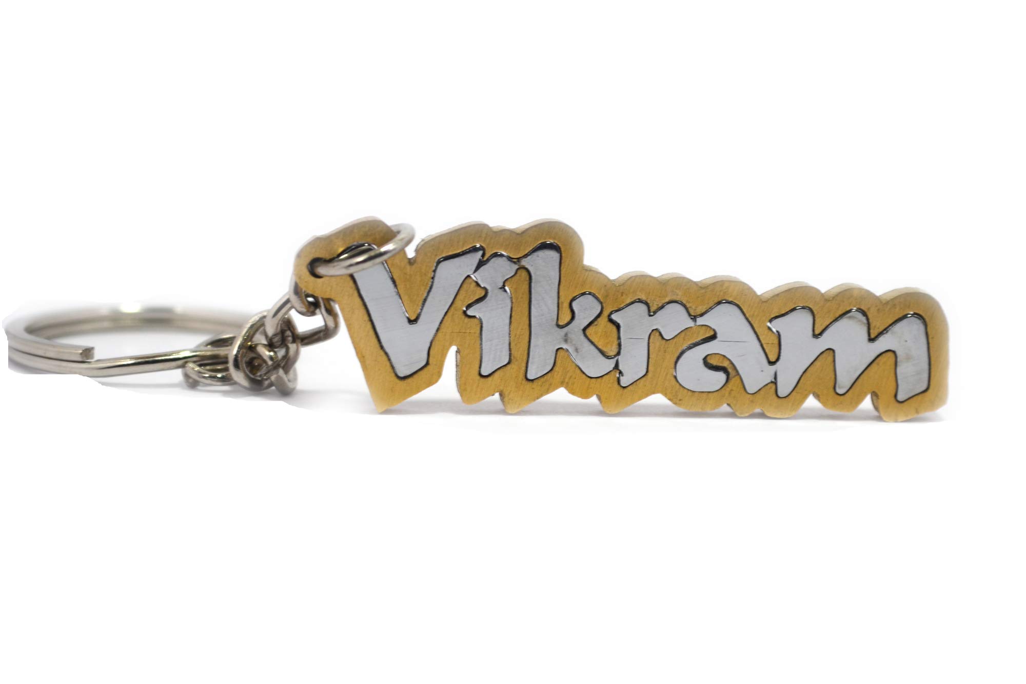 a1citycentralDual Metal Chrome and Gold Finish Personalized Keychain with 8 Letter