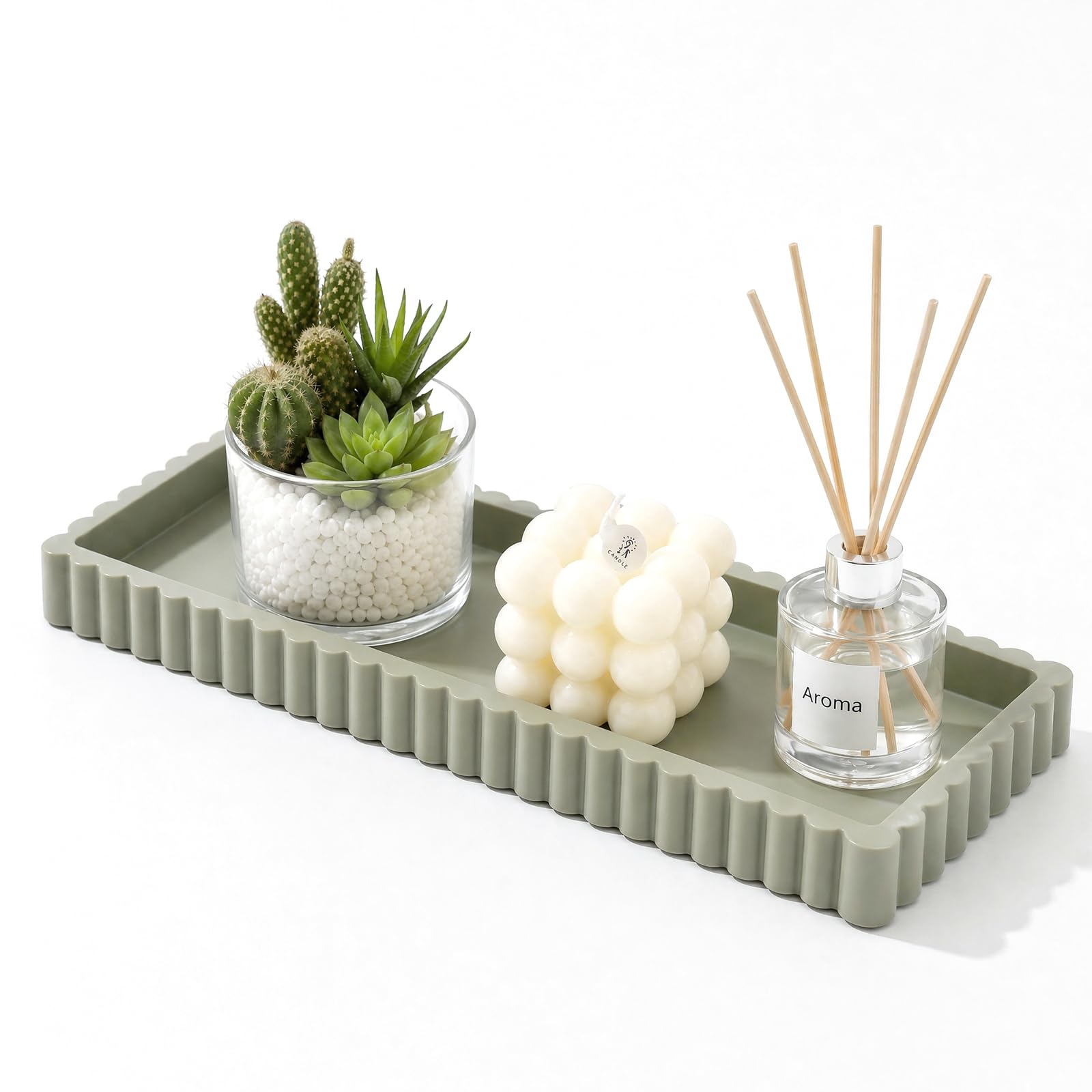 Vanity Tray, Bathroom Tray 24 x 10 cm Toilet Storage Trays, Non-Slip Silicone Decorative Trays, Bathroom Kitchen Sink Organizer for Soap Toiletry Spice Jar Perfume jewellery Dish