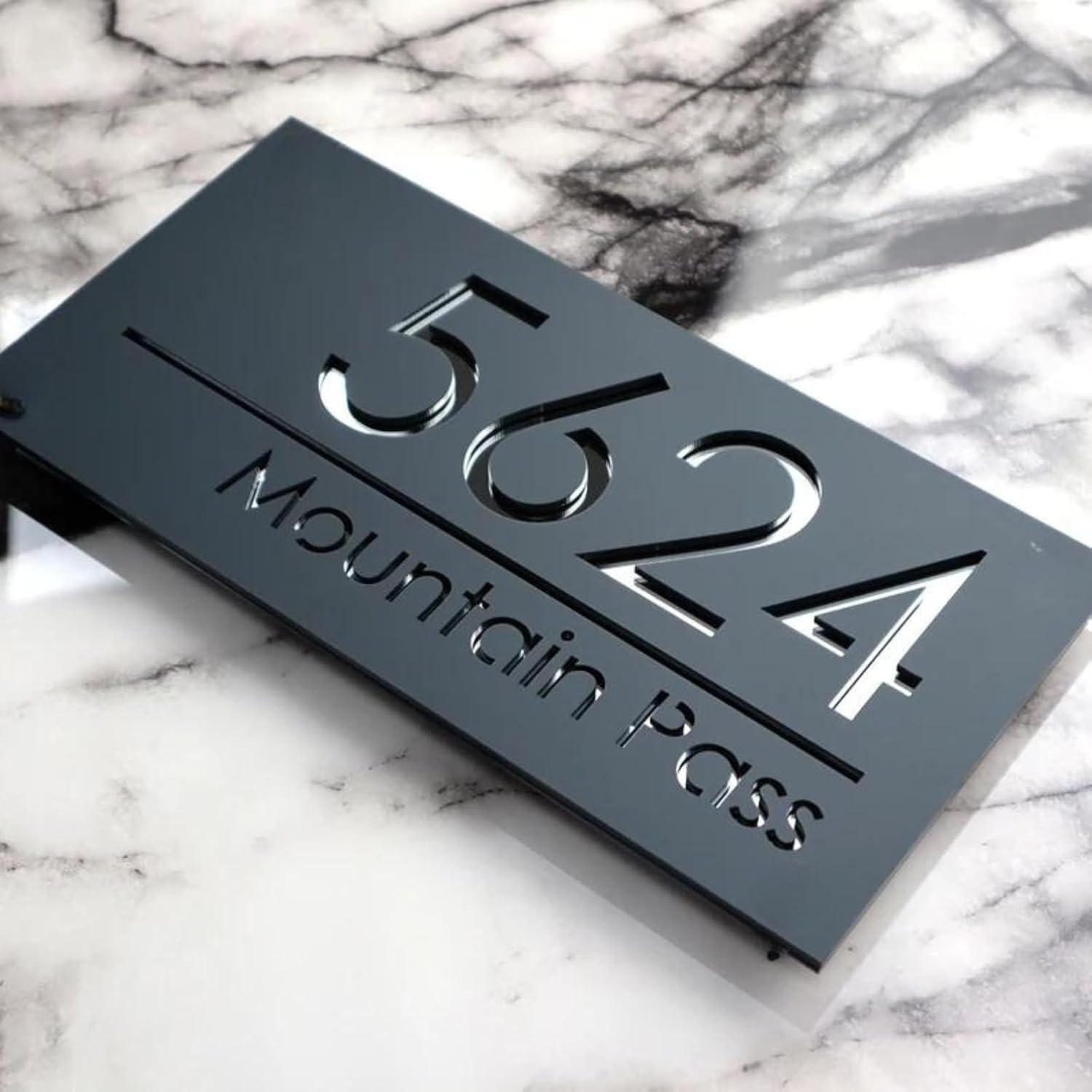 WeThinkeer Personalized Acrylic Name Plate For Home Entrance 3D Letters Door Name Plates Signage Home Office Outdoor Entrance 15x30 cm Stylish Durable (Black Silver) 1
