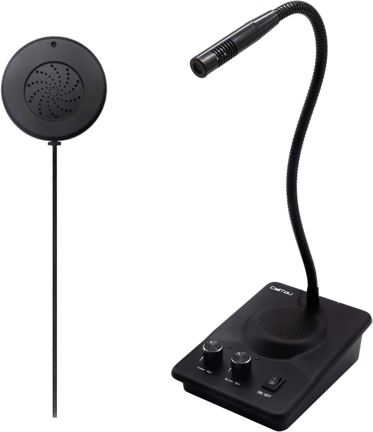 CallToU Window Speaker Intercom System Dual-Way Anti-Interference Window Microphone and Speaker for Bank Hospital Office Store Bus Station Ticket Booth Window Counter Intercom Black