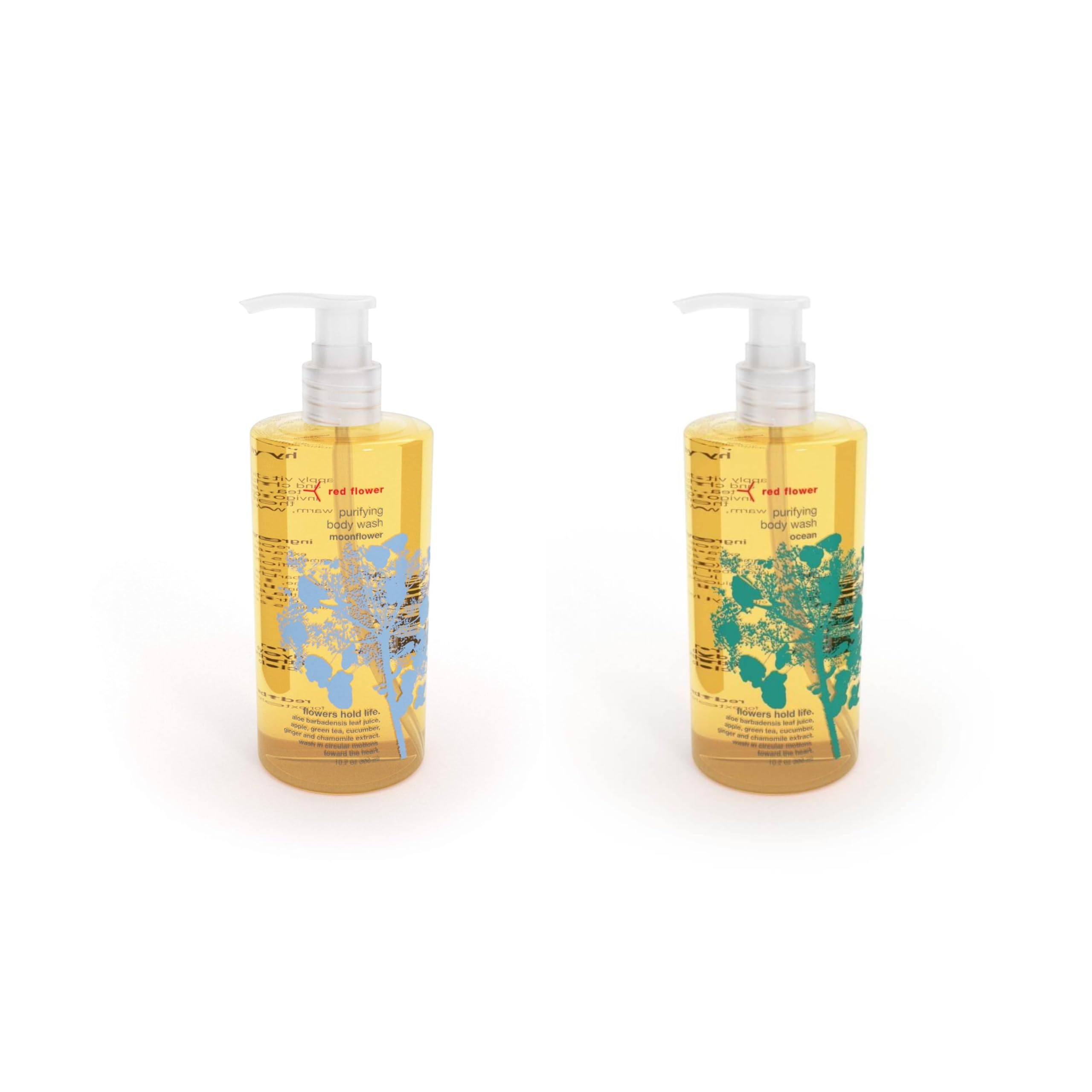 Red Flower Moonflower Ocean Purifying Body Wash Duo Gentle Hydrating Body Cleansers with Refreshing Aromas for Smooth Nourished