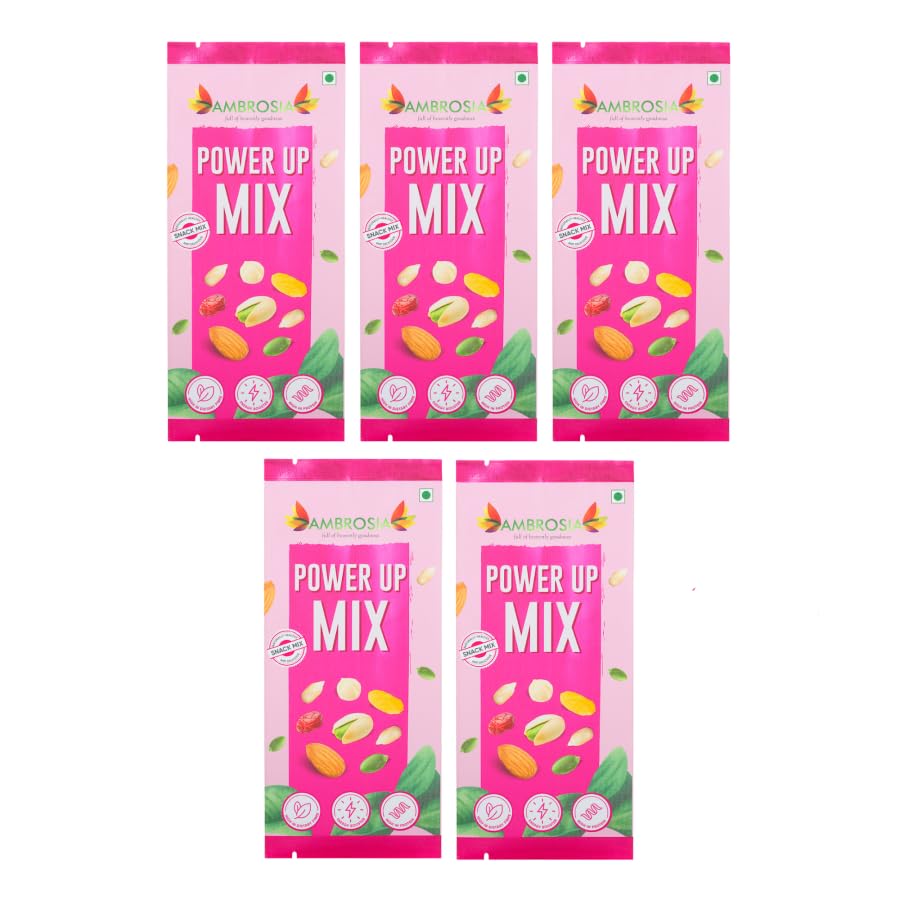 Ambrosia Power Up Mix, Snack Mix with Nuts and Dried Fruits, 40g (Pack of 5)-image-11