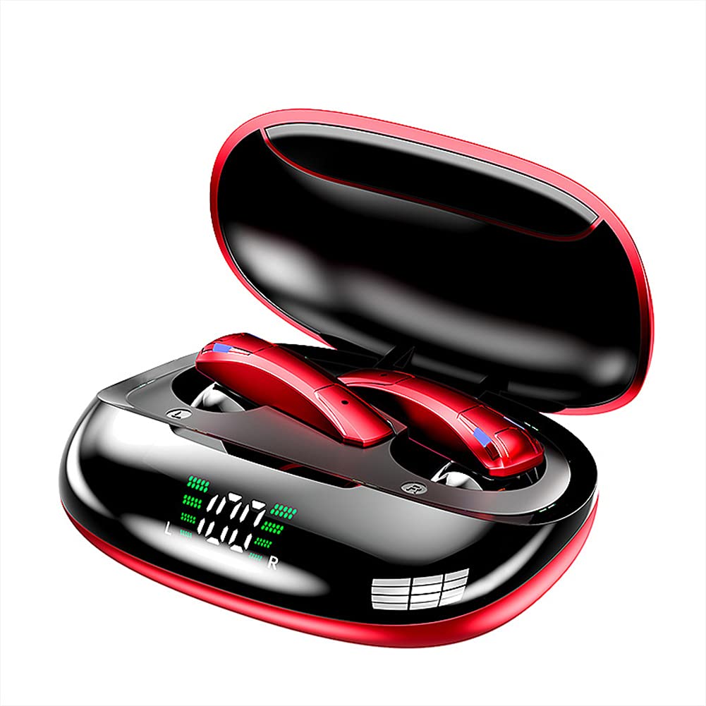 Tws Prawdziwe Bezprzewodowe Earbuds, 5.1 Słuchawki Bluetooth Słuchawki Słuchawki Wbudowany MIC, Wyświetlacz LED do pracy, Sport, Gra,Red