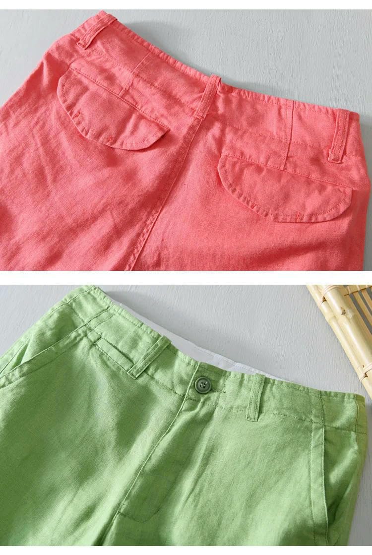 Herren-Sommershorts aus dünnem atmungsaktivem Leinen Strandshorts mit Knöpfen