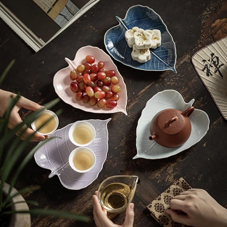Squisito vassoio da portata in ceramica retrò – Porta frutta decorativo cinese per pasticceria e snack, per sala da tè, di piccole dimensioni (D)