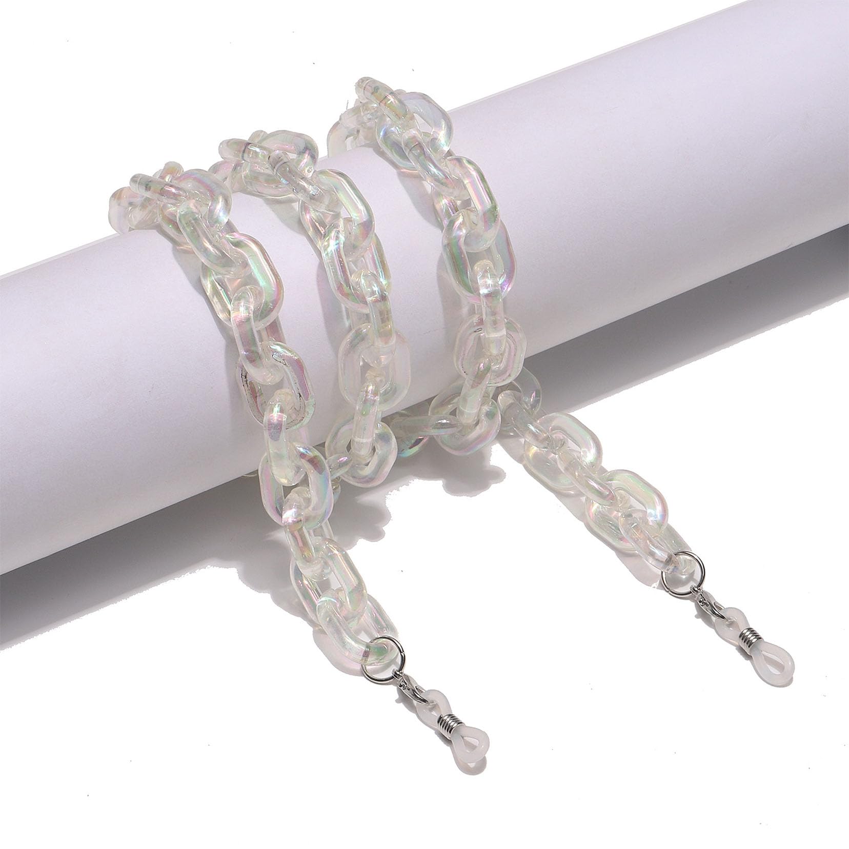 Lunettes Transparentes Chaîne Acrylique 70cm Lunettes De Soleil avec Clip Lanière Lunettes Anti - Perte Lanière Lunettes Accessoires Bijoux Transparent