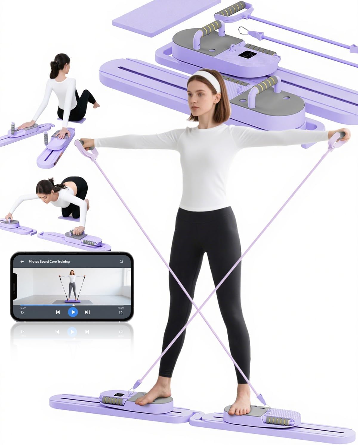 Pilates Board - Multi-Functional Pilates Reformer for Core & Abdominal Training, Top-Tier Pilates Equipment for Women’s Home Fitness