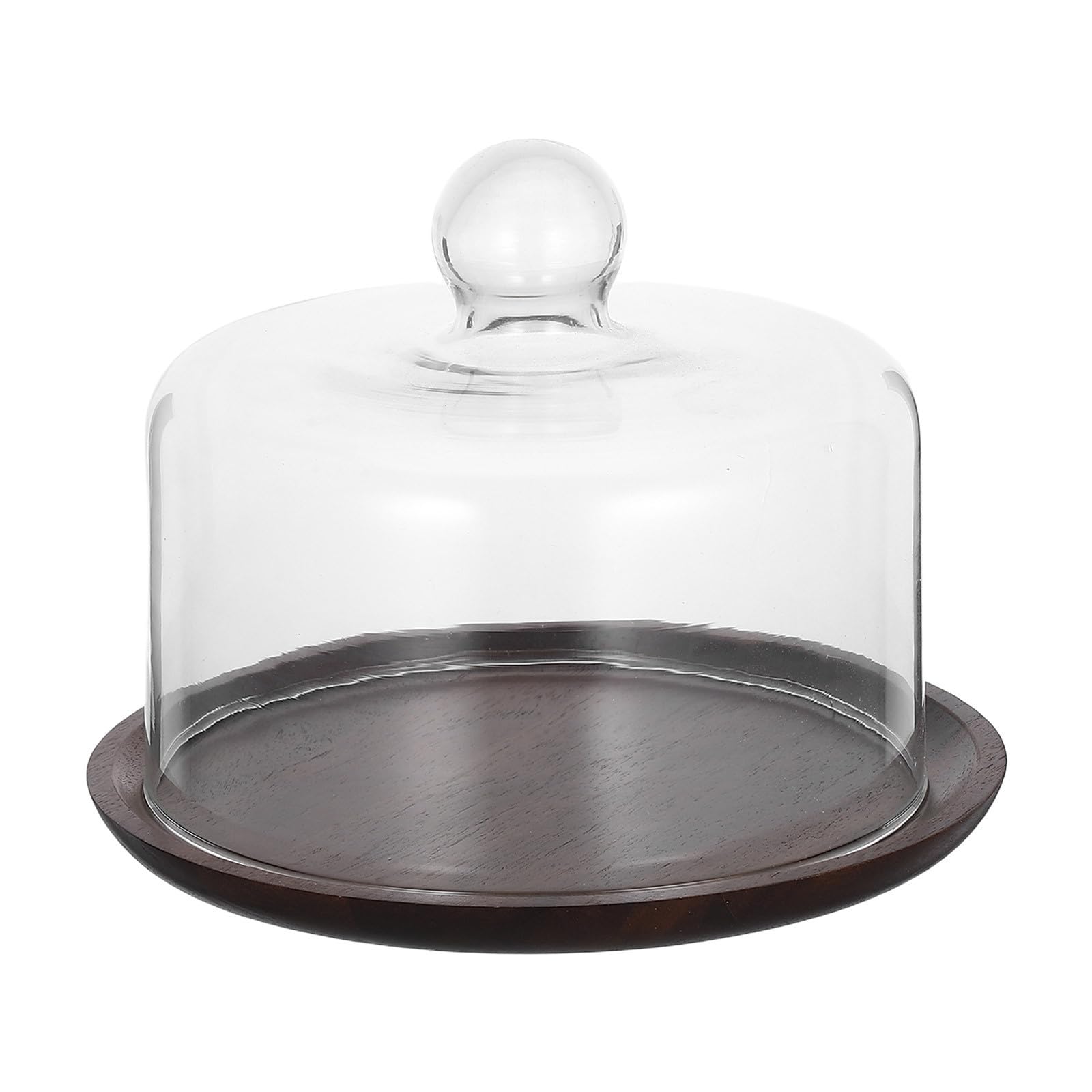 Zerodeko Bandeja para Pasteles con Cúpula de Vidrio y Base de Madera, Diseño Elegante, Portátil y Versátil para Exhibición de Postres en Fiestas
