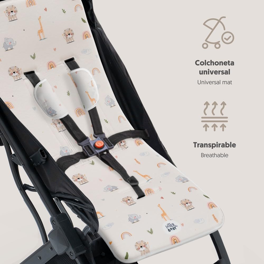 Materassino per passeggino universale Interbaby Safari Beige 100% cotone 84 x 34 cm traspirante
