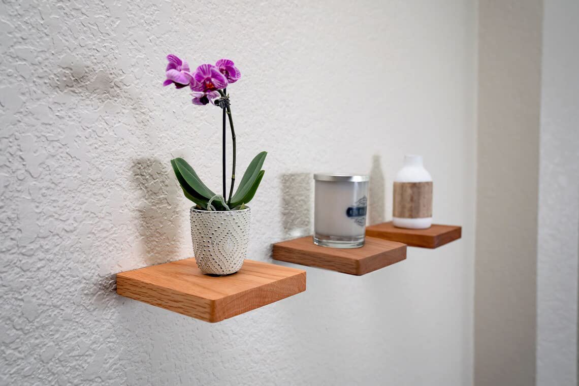 JAZLOG Floating Shelf Wood Floating Shelf Square Wood Shelf Wall