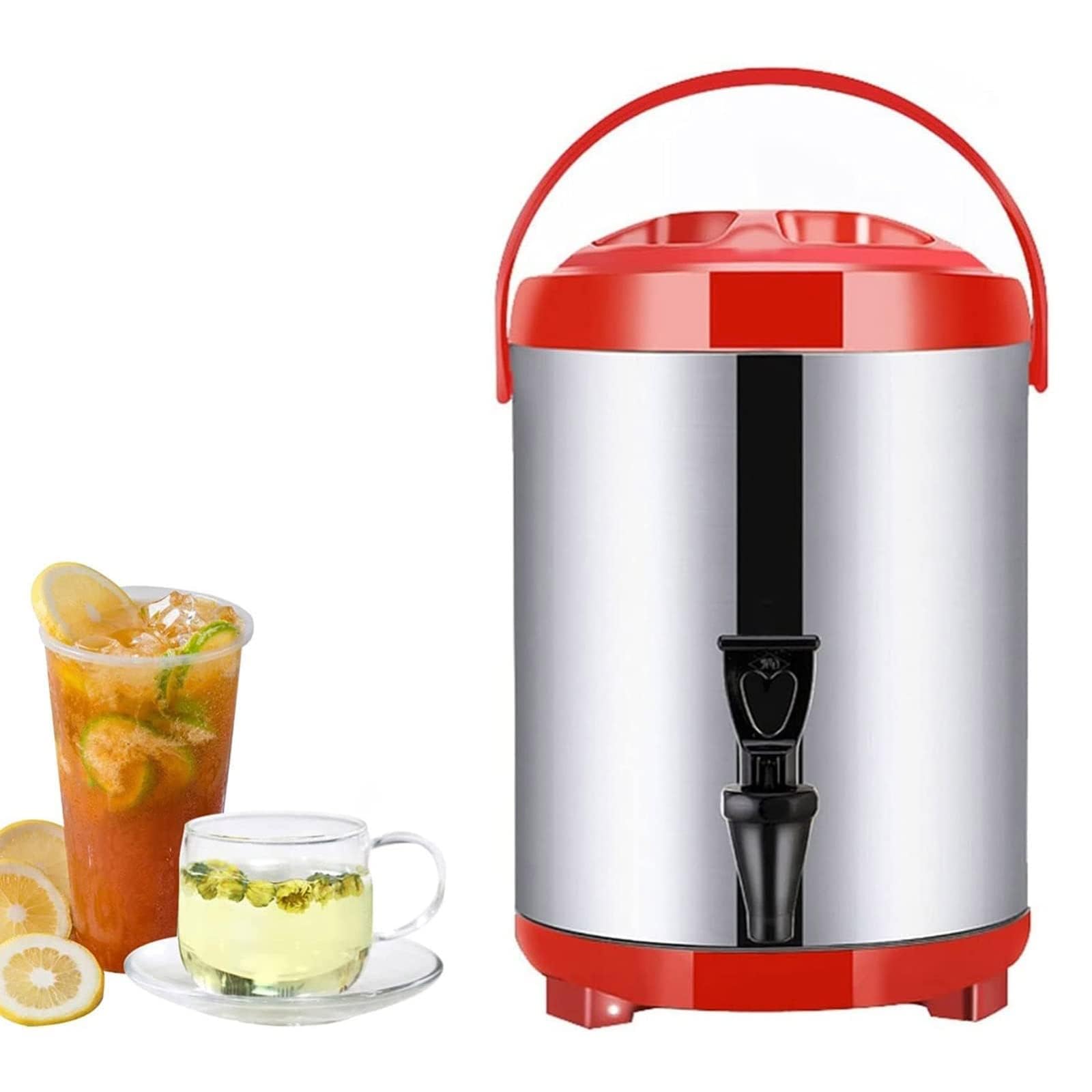 MYUYEE Insulated Beverage Dispenser, Stainless Steel Beverage Dispenser Cold And Hot Drink Dispenser Water Dispenser With Spigot,Stainless Steel Bucket (D-12L)