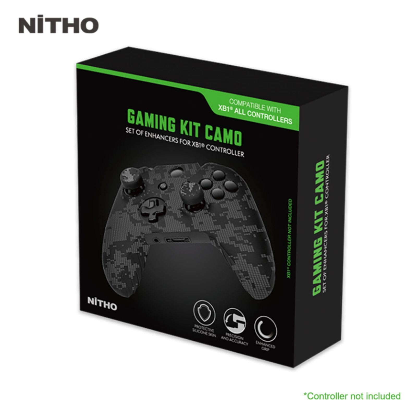 NiTHO Gaming Kit per Controller Xbox One, Include Protettiva Silicone Cover, Anelli di Precisione, Copri Levette Analogiche, Migliora il Controllo del Gioco e la Precisione di Mira per Xbox One - Camo