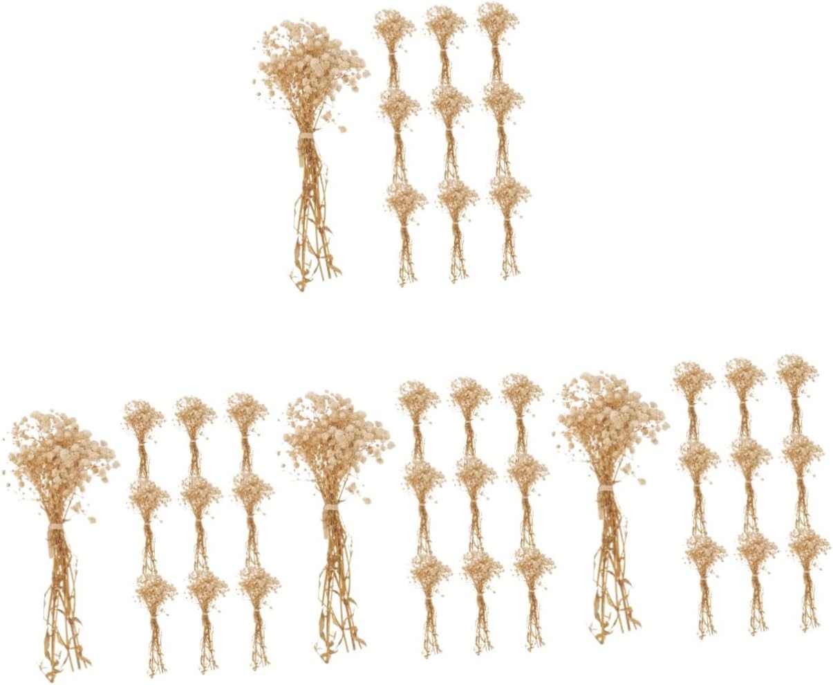 Ciieeo 4pcs Bundles Dried Breath Flower Bouquets for Home Decor Realistic Artificial Plant Arrangements for Weddings Parties and Craft Projects