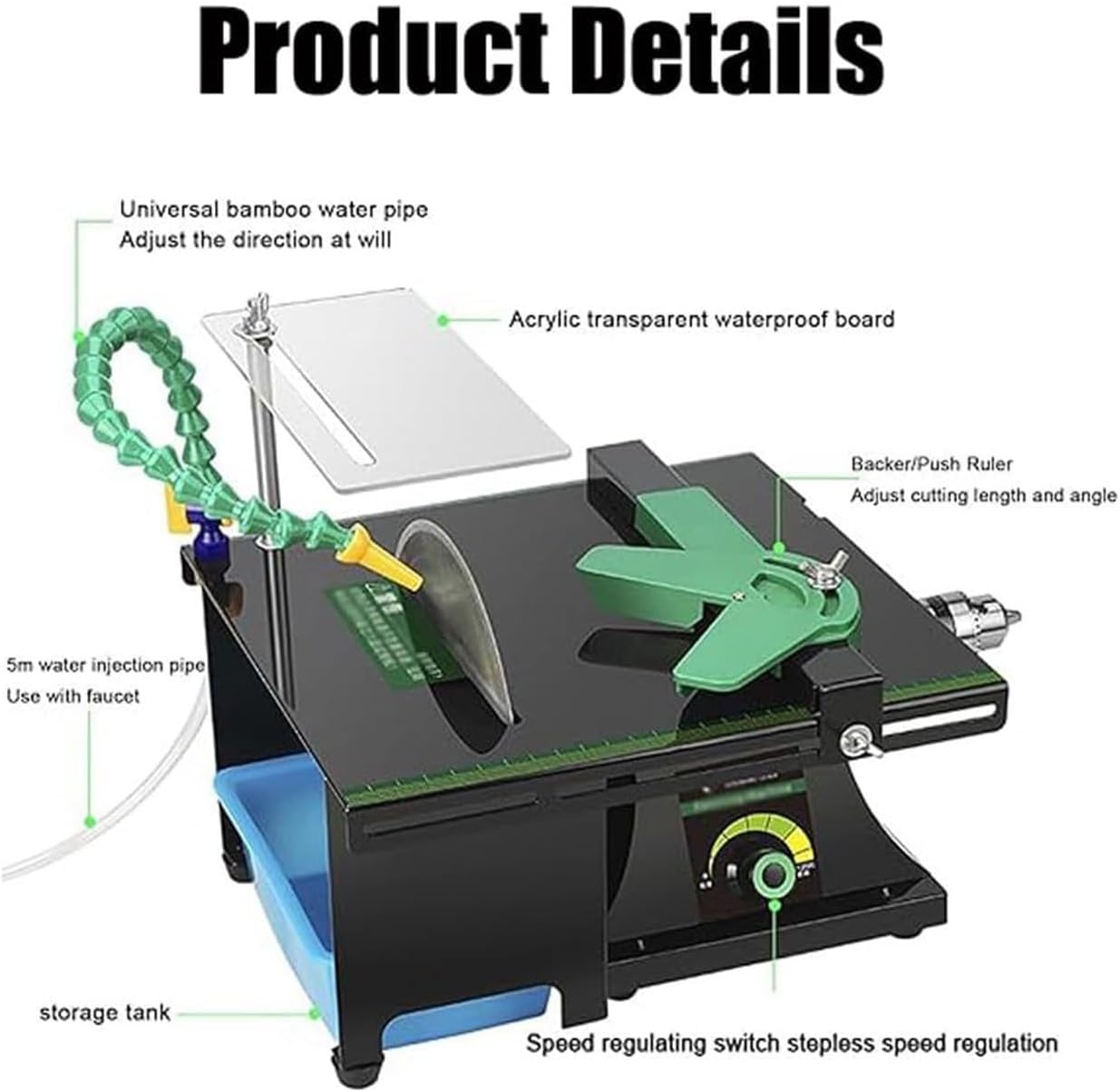 1950W Bench Lathe Polishing Buffer Machine, Gemstone Polisher Grinder Buffer 800-12000 R/min Gem Faceting Machine with Flexible Shaft, for Jewelry Making, Grinding