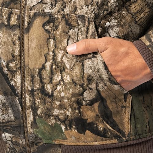 Realtree Men's Insulated Duck Quilted Lined Full Zip Hoodie, Realtree APX, Large - Thumbnail 5