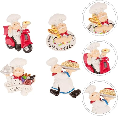 Miniatura 8 de 4 imanes de chef para nevera, divertidos imanes de chef para refrigerador de resina 3D, imanes de chef italiano francés, calcomanías para