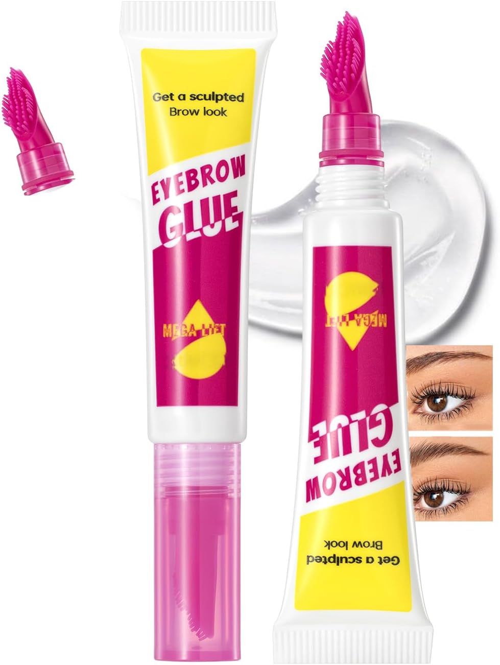 Clear Eyebrow Setting Gel with Lamination Effect, Brow Fix Gel Wax, Waterproof Eyebrow Repair Liquid Brows Styling Beauty Salon Home Use Makeup for Fluffy Lifted Brows, Built-In Styling Comb