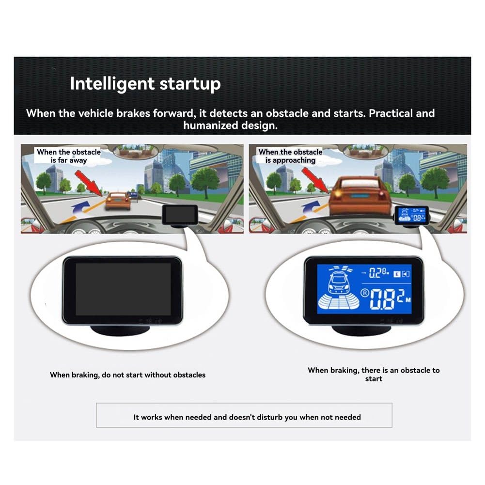 Radar de Secours Inverse 8 Système de Capteurs de Stationnement avec 8 Capteurs Inversés Buzzer Avertissement Distance Distance pour Les Véhicules Automobiles Garage Parktronic Kit A