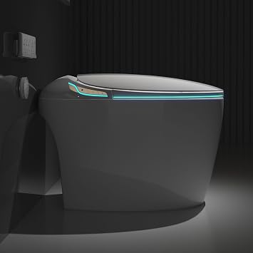 White Smart Toilet with Bidet Built In, Luxury Elongated Electric Toilet with Heated Seat&Foot Sensor, 1.28 GPF Dual Flush, Auto Open/Close Seat, Warm Water&Dryer, Multiple Washing Modes (White)