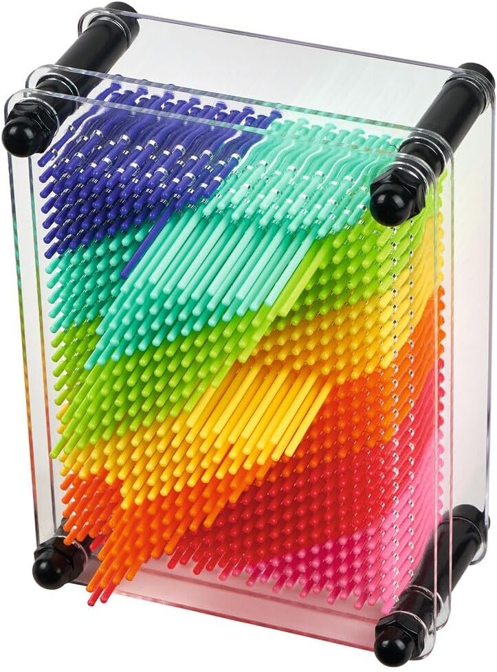 moses. 3D Nail Pictures Rainbow Pin Art, Kids Nail Chart in Rainbow Colors, Retro Set with Plastic Nails, Includes Flash and Star Stencils for Stunning Sculptures