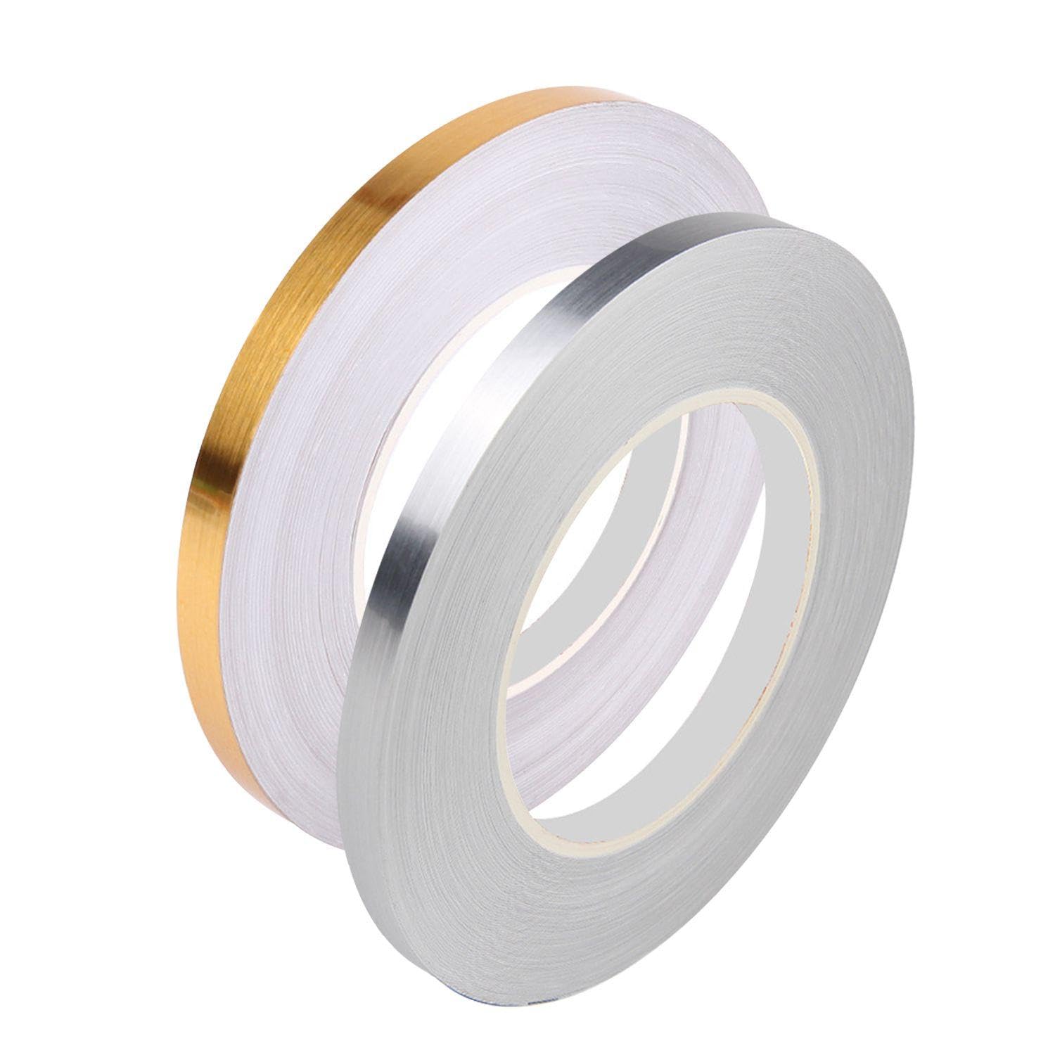 Eowvisn Gold 2 Rolls Of Tile Tape, Floor Joint Tape, Waterproof Tile Tape, Self-Adhesive Tape, Craft Tape, Home Decoration Tape