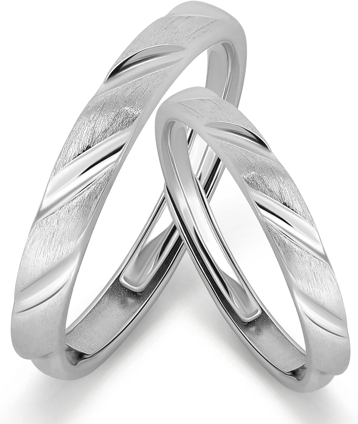 Meissa 2Pcs Sterling Silver Wedding Ring Set for Men Women Matching Engagement Promise Bands for Couples Anniversary Valentines's Day Jewelry Gifts