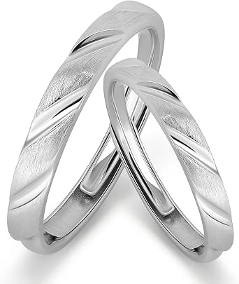 Meissa Wedding Rings 925 Silver Pair Price for Him and Her Partner Rings Couple Rings Engagement Wedding Anniversary Adjustable Rings Women Men Valentines Day