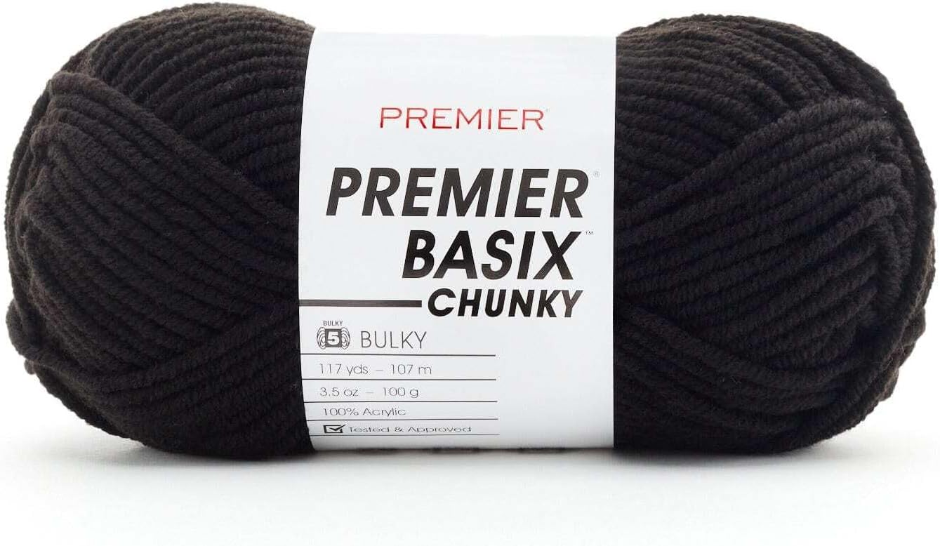 Basix Chunky Yarn, Perfect for Crafting Quick Projects, Bulky Weight, Acrylic Yarn, Black, 3.5 oz, 117 yards