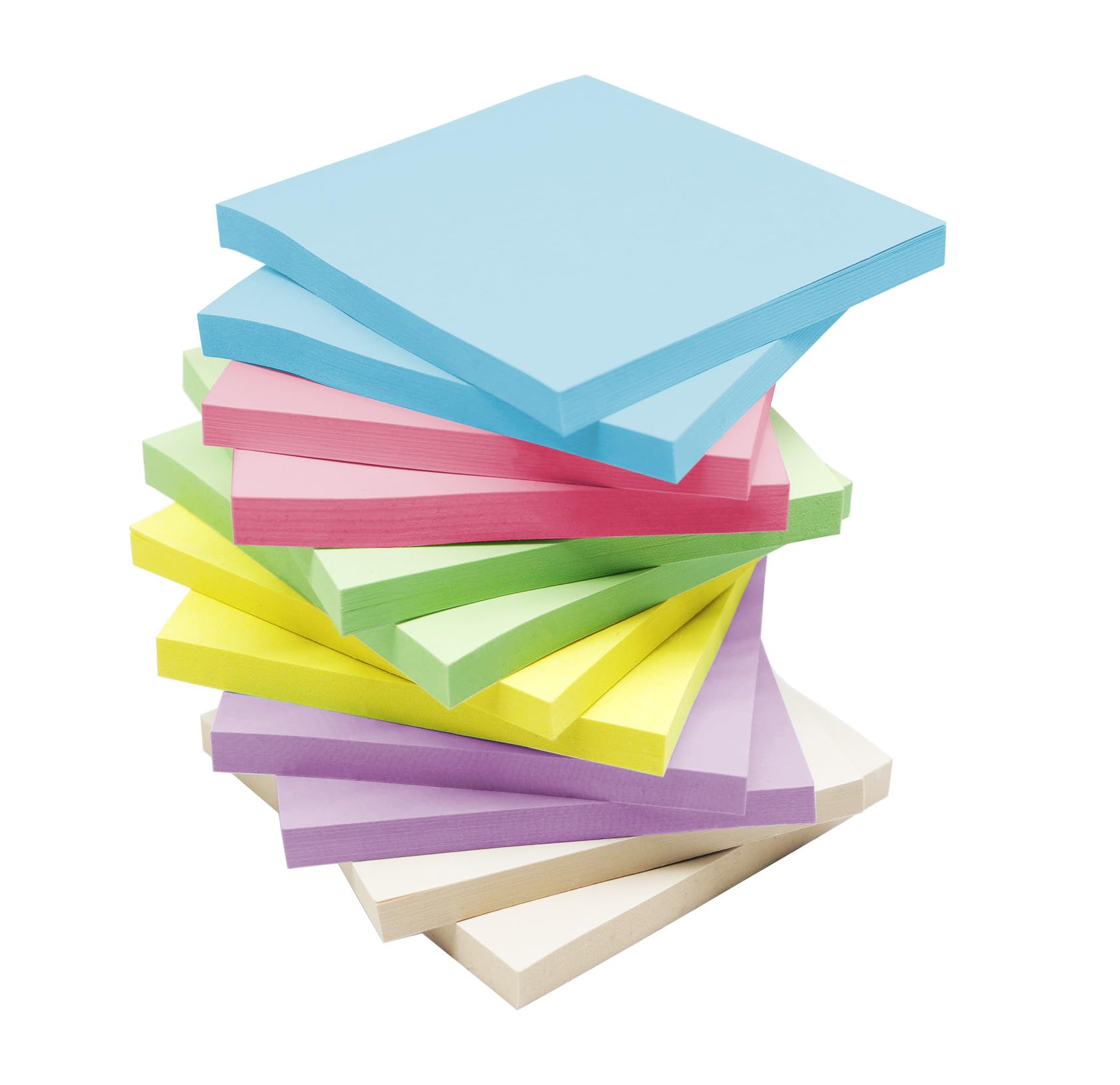 (12 Pack) Sticky Notes 76x76mm, 720 Pastel Sticky Notes Colourful, Super Sticking Power Memo Pads Notes Set for Office, Home, School, 60 Sheets/Pad