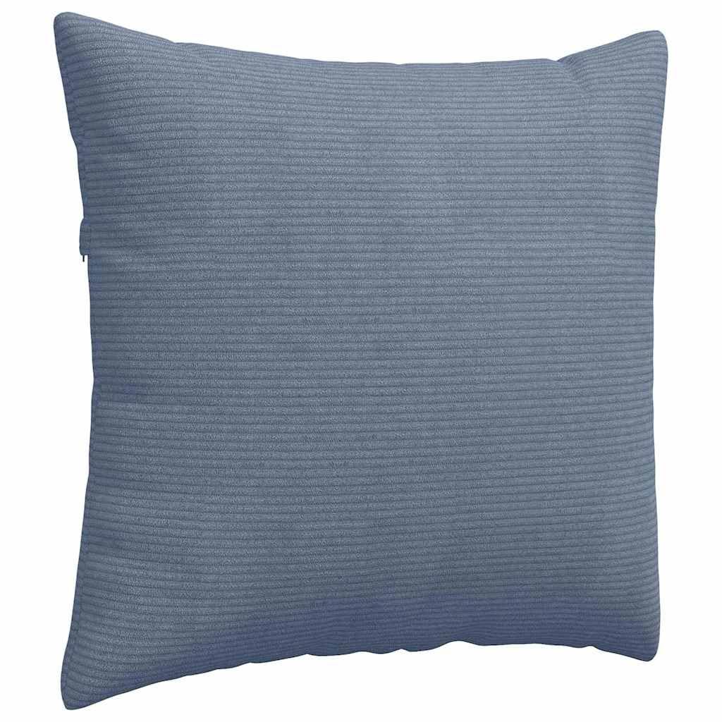 Set 2 Cuscini Divano Blu 50x50 cm Tessuto Corduroy Sfoderabili | Morbidi cuscini quadrati per soggiorno e camera da letto con imbottitura soffice e chiusura a cerniera pratica.