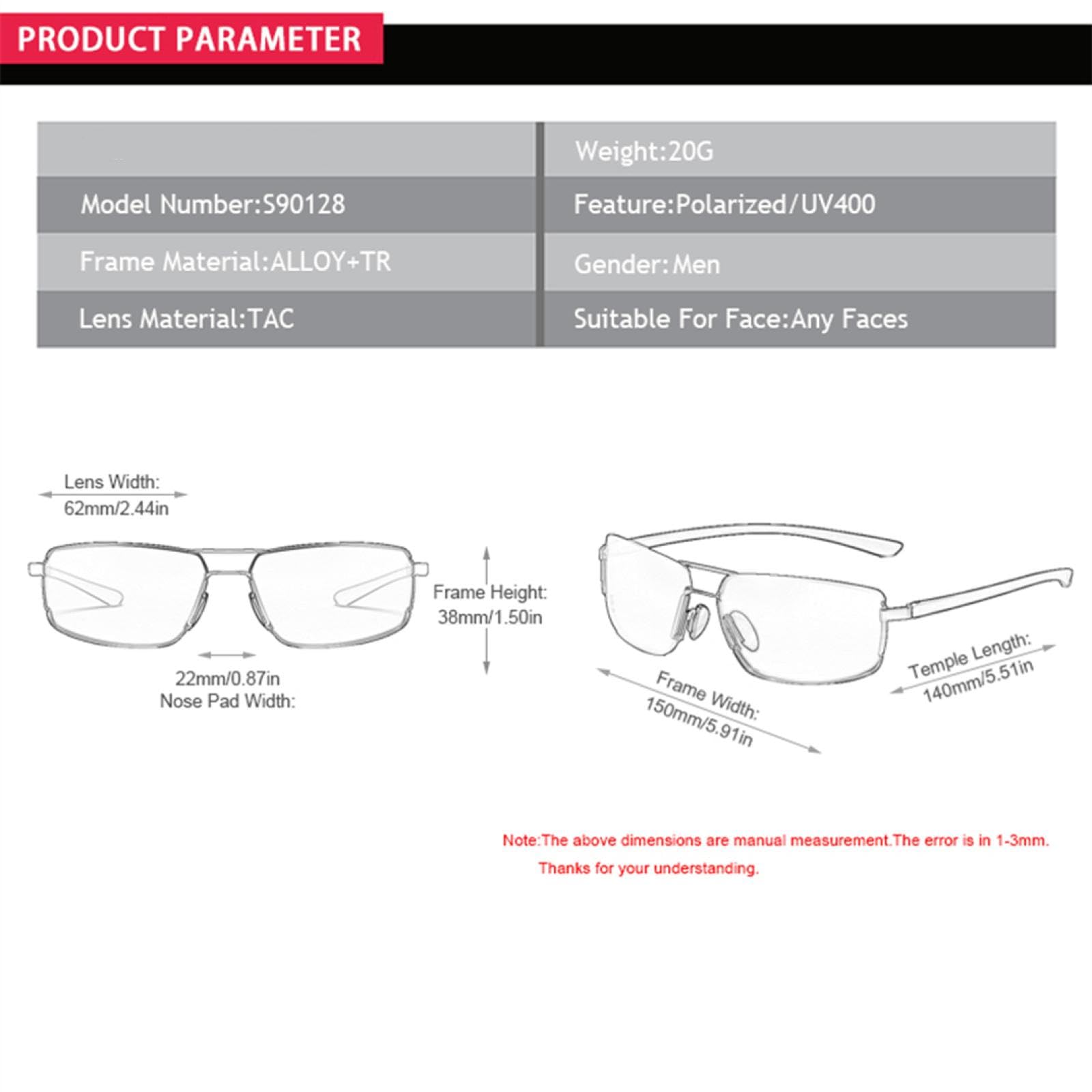 Gafas de sol polarizadas para hombre, sin montura, ultraligeras, TR90, para conducir