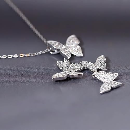 Miniatura 4 de Collar de plata para mujer S925 Zircon Collar mariposa trébol hoja colgante, Zirconia cúbica, Circonia cúbica