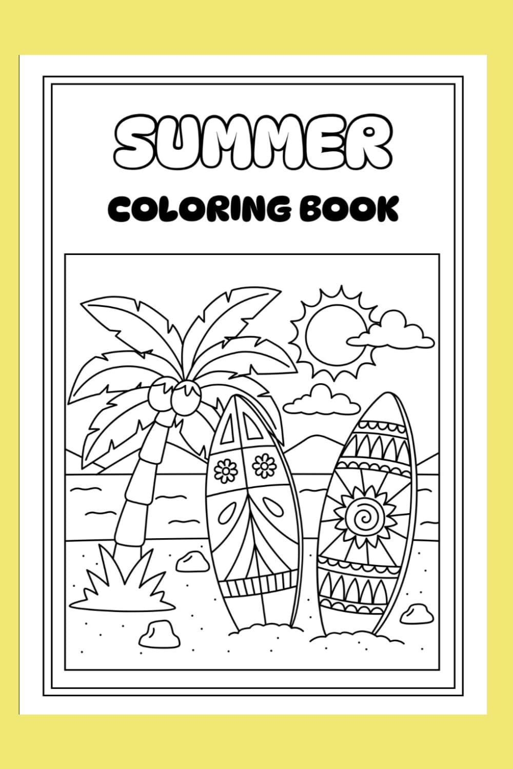 Summer days Coloring Booklet Grayscales lined illustrative style