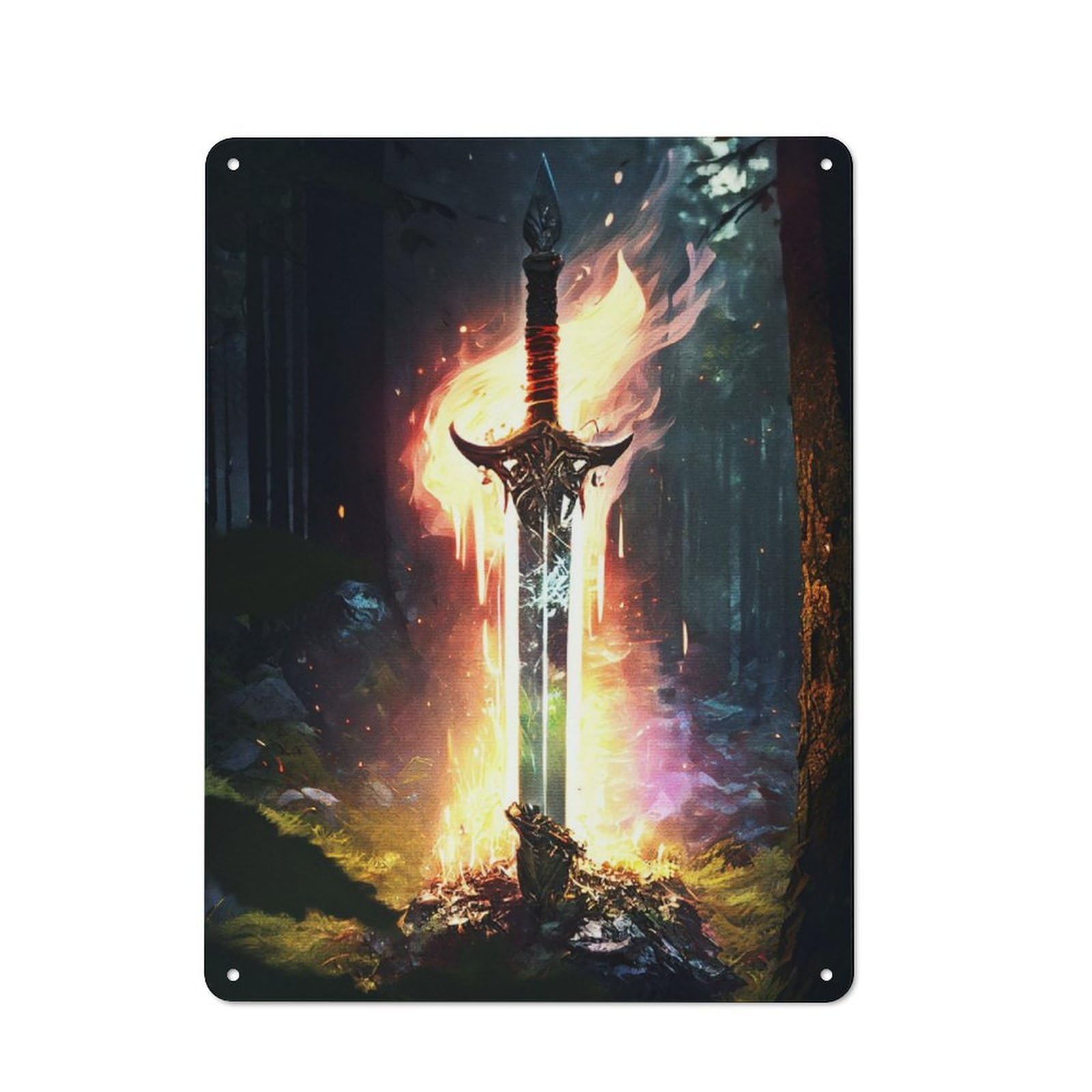 Junmoney Paint Sword Legend Vintage Metal Plaque 40X30cm Featuring For Pub Or Café, Suited To Café Interior Fans