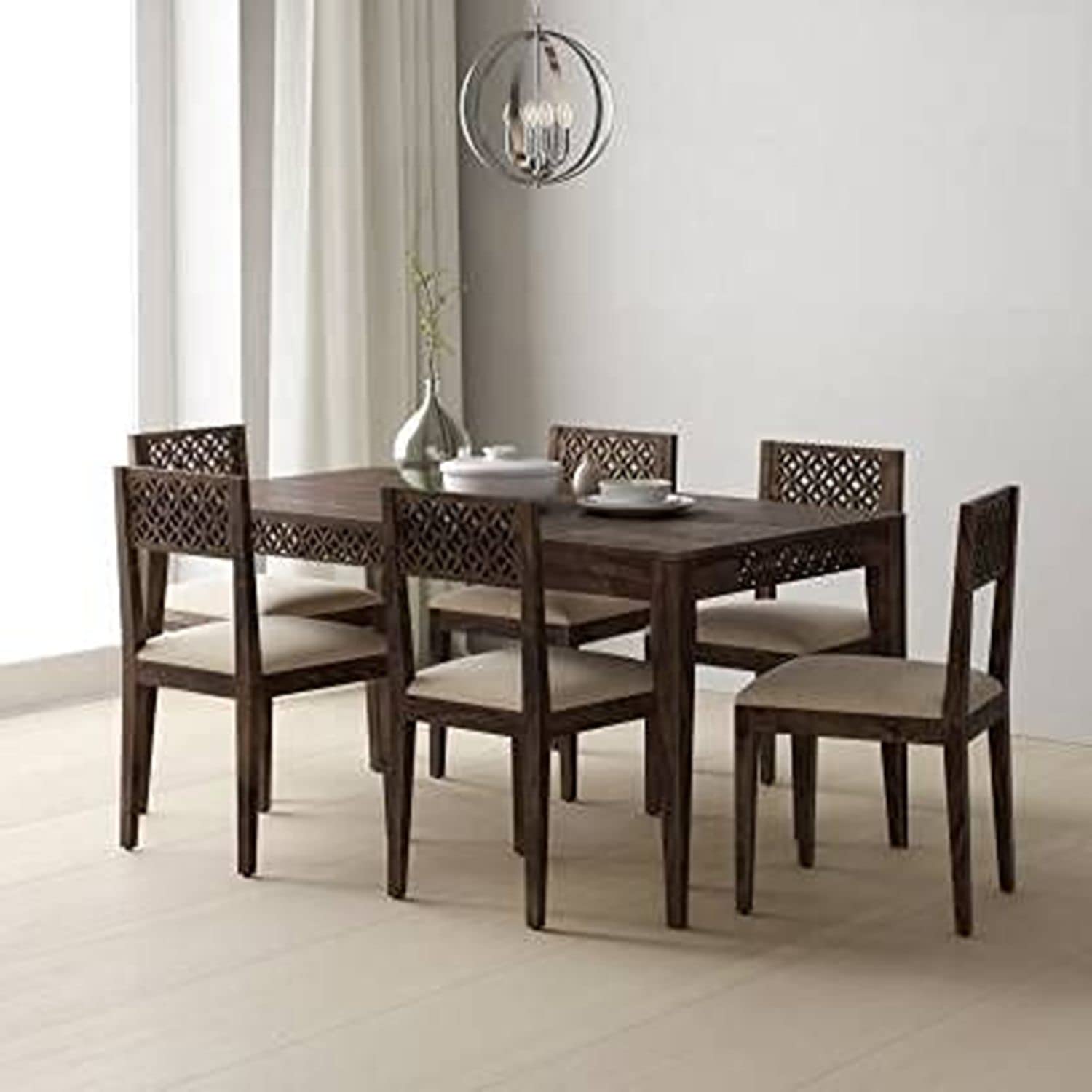 Winntage Furniture Solid Sheesham Wood 6 Seater Dining Table Set | Wooden Six Seater Dinning Table with Cushion Chairs | Solid Wood Dinner Set Furniture for Home (Walnut Finish) | 1 Year Warranty (B09PG6RB8W) Amazon Price History, Amazon Price Tracker