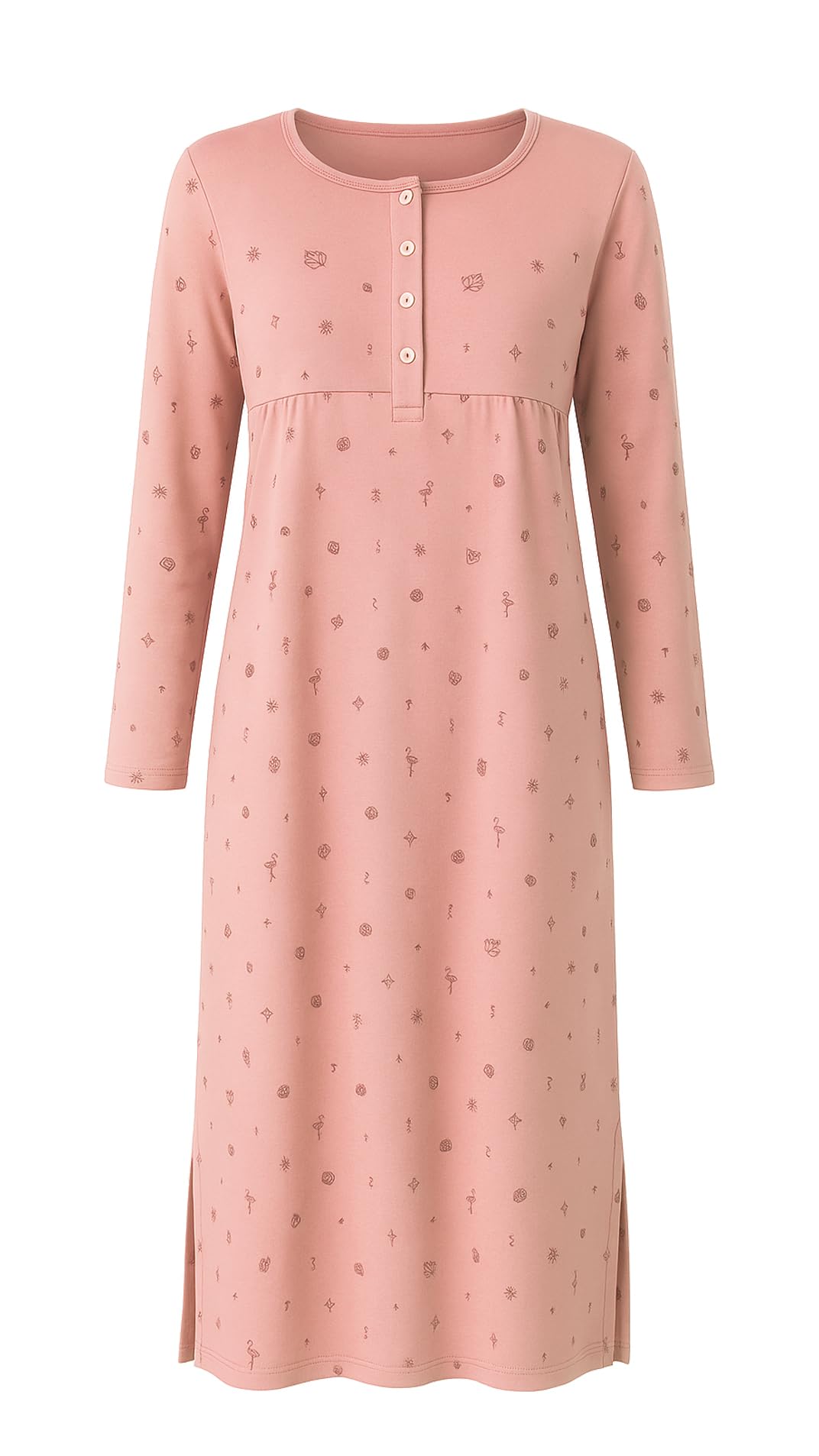 i-Smalls Womens Thermal Nightdress Long Length Cotton Rich Tropical Print Nightie (xl) Peach