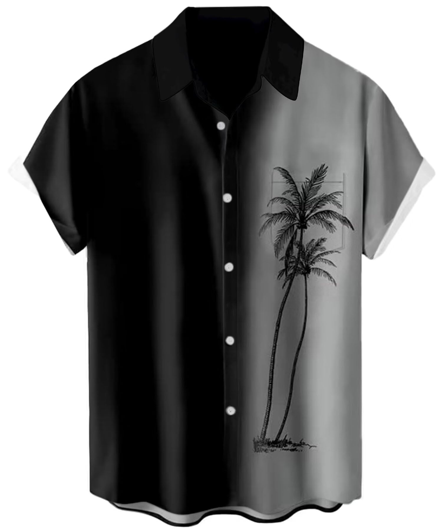 Men's Short Sleeve Button Up Hawaiian Shirt 1950s Vintage Bowling Shirts