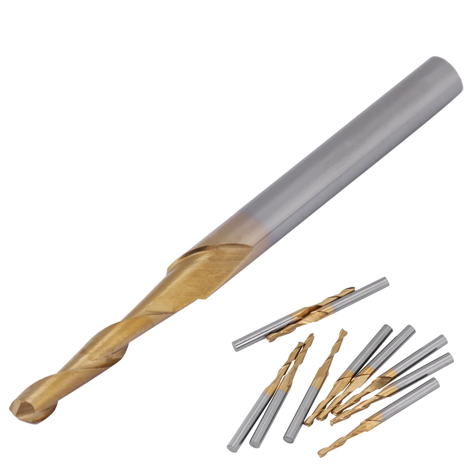 Lot de 10 fraises à queue à 2 tranchants avec bord de coupe de 2 mm de diamètre - Fraises à graver en acier au carbure de tungstène avec revêtement en titane pour circuits imprimés, pièces de matériel