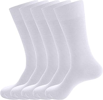 Men's Dress Socks 5 Pairs Mens Cotton Calf Business Formal Socks Soft Breathable Athletic Long Crew Casual Socks
