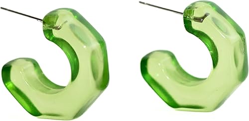 Vista 8 de Leetie Lovendale Gracie Hugger Hoop Earrings, Hypoallergenic Hoop Huggies for Women, Made With Surgical Steel & Lucite, Lightweight & Comfortable